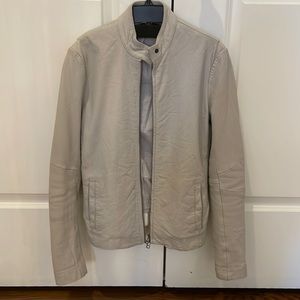ATM collarless leather jacket